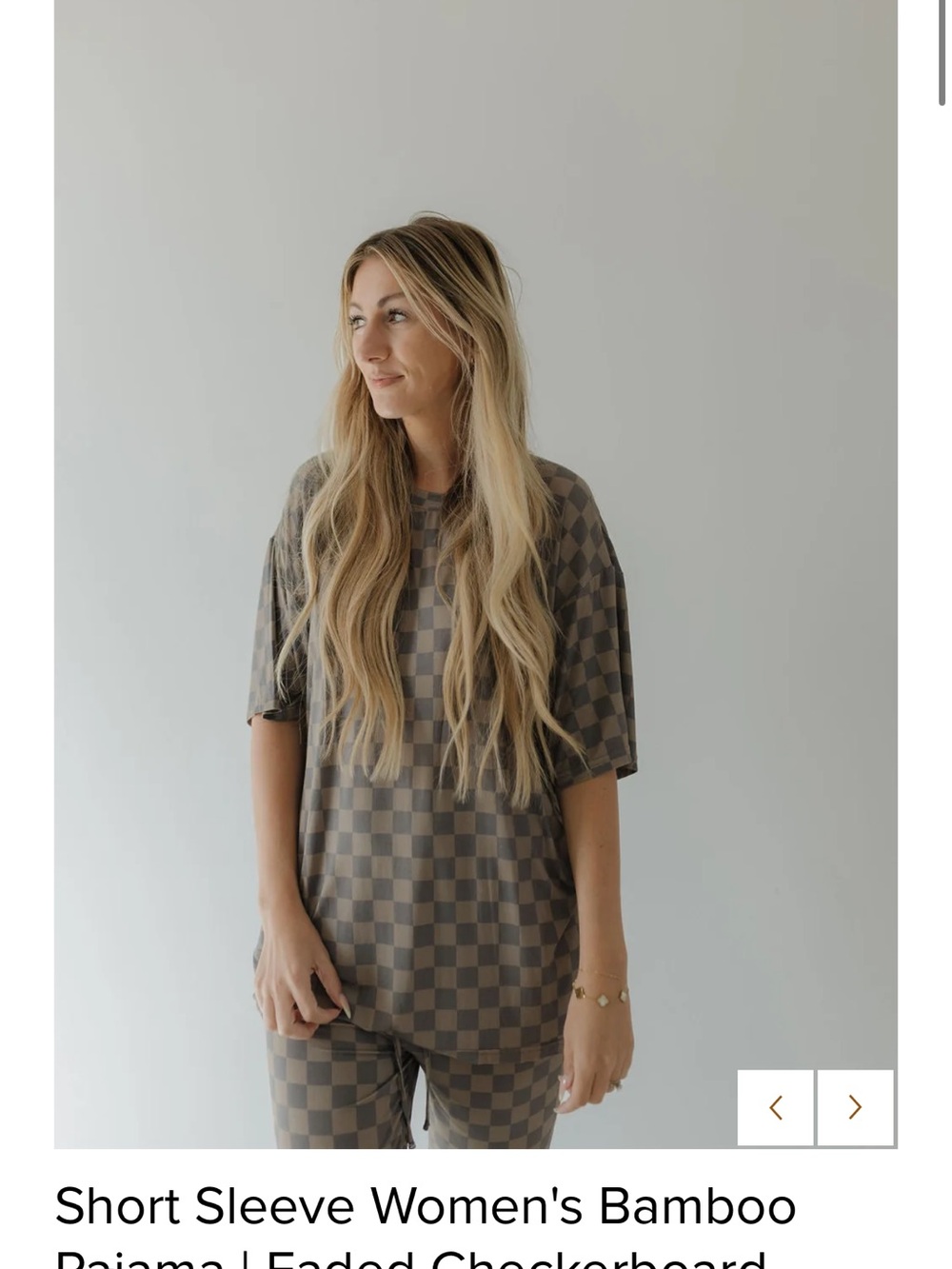 Women's Checkerboard Long Sleeve Bamboo Tee and pants - Brown